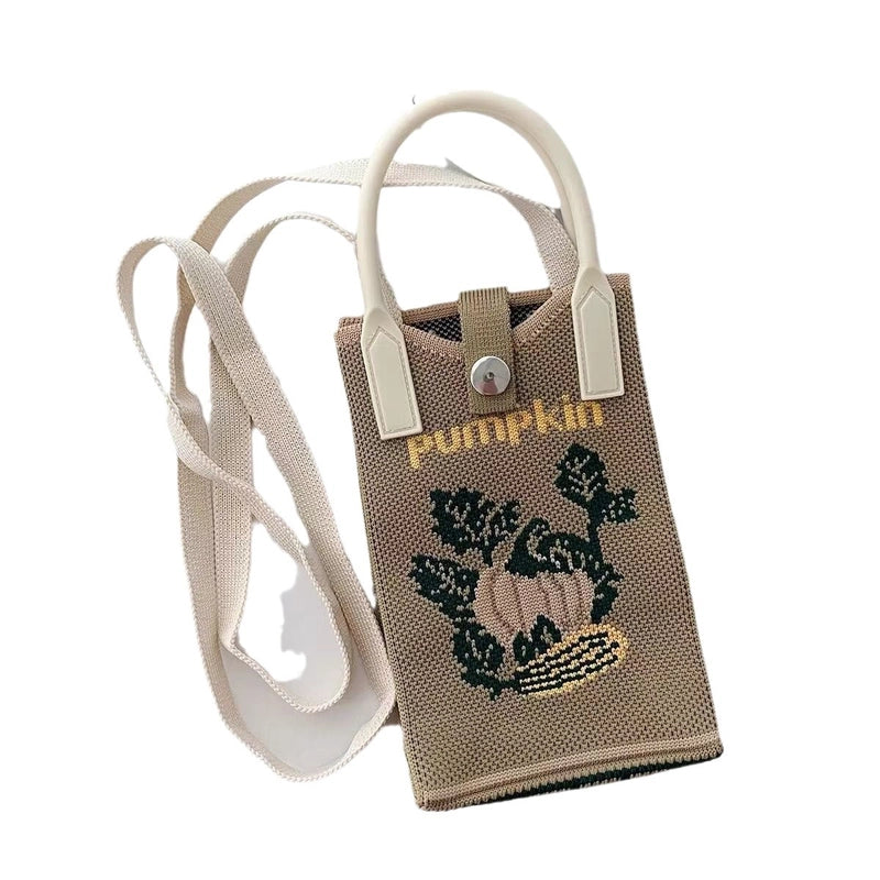 Women's Small Polyester Pumpkin Butterfly Streetwear Weave Square Open Phone Wallets