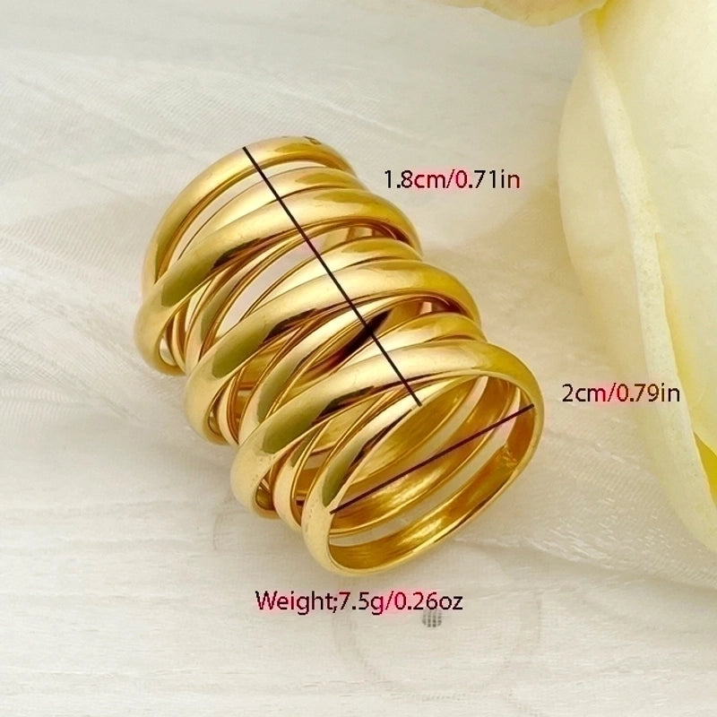 Retro Geometric 304 Stainless Steel 14K Gold Plated Irregular Stainless Steel Rings