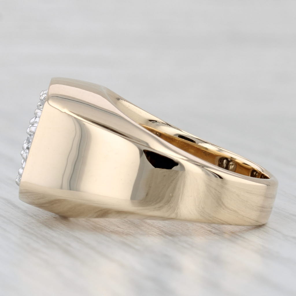 1.25ctw Diamond Cluster Ring 14k Yellow Gold Size 10 Men's Vintage