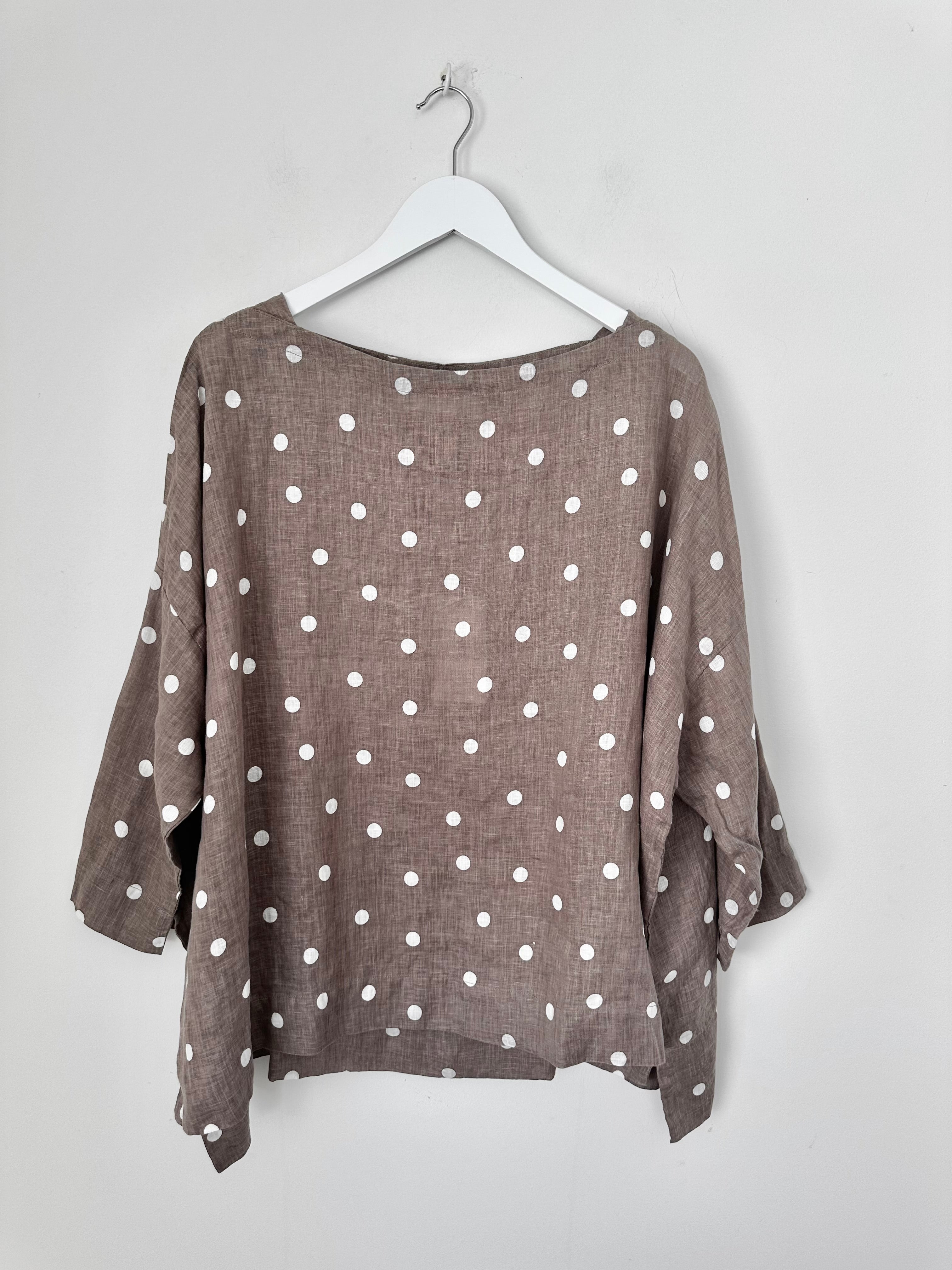 avril top - soft bark spot linen