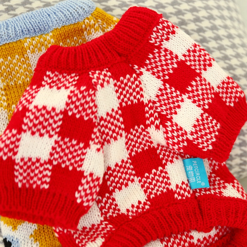 Flower Plaid Dog Cat Sweater