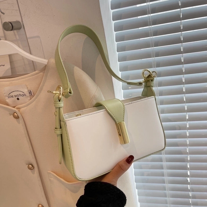 Women's Medium Pu Leather Solid Color Classic Style Streetwear Lock Clasp Shoulder Bag Crossbody Bag