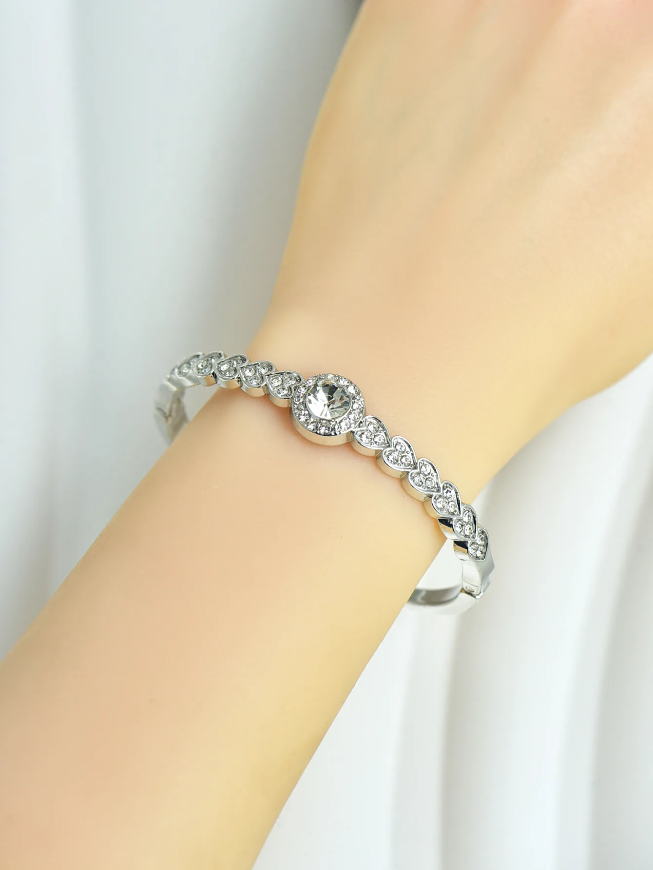 Ins Hot Sale Folding Open Bracelet Metal Vintage Full Diamond Jewelry Women's Bracelet