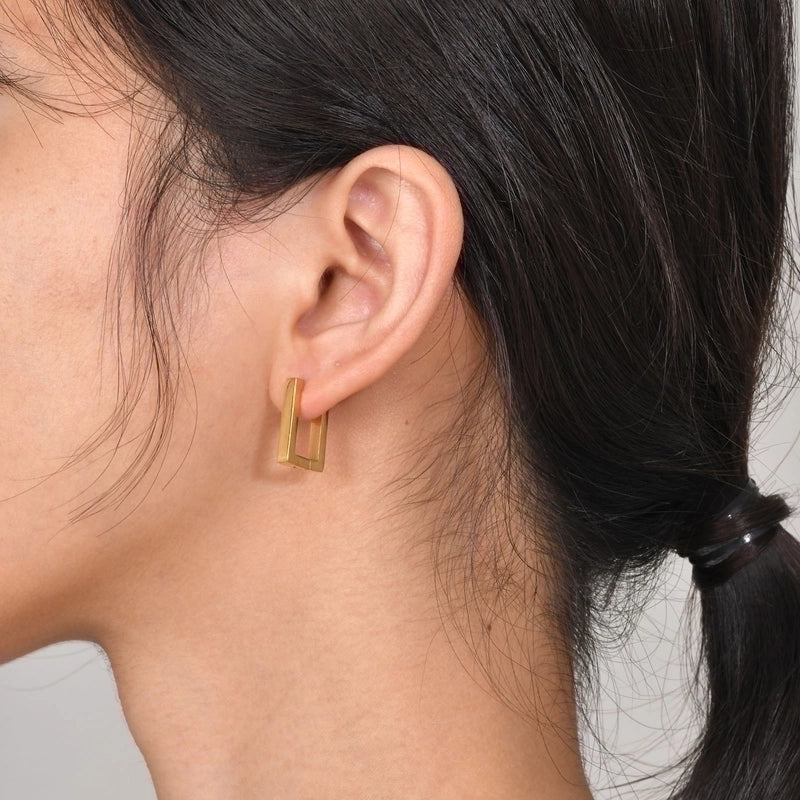 1 Pair Minimalist Geometric Plating 201 Stainless Steel Gold Plated Hoop Earrings
