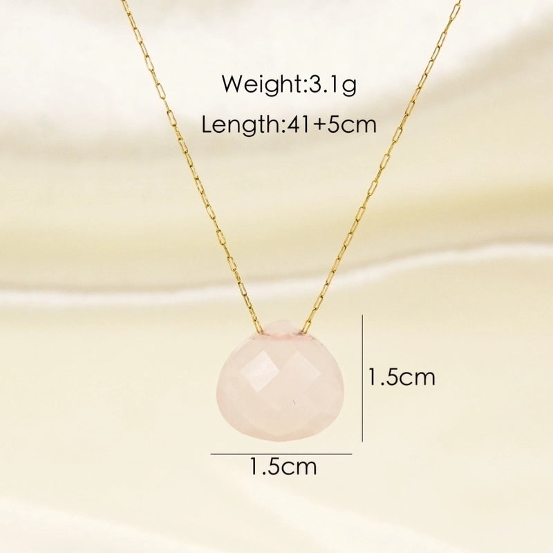 3 Pieces 304 Stainless Steel Natural Stone 14K Gold Plated Classic Style Plating Water Droplets Pendant Necklace