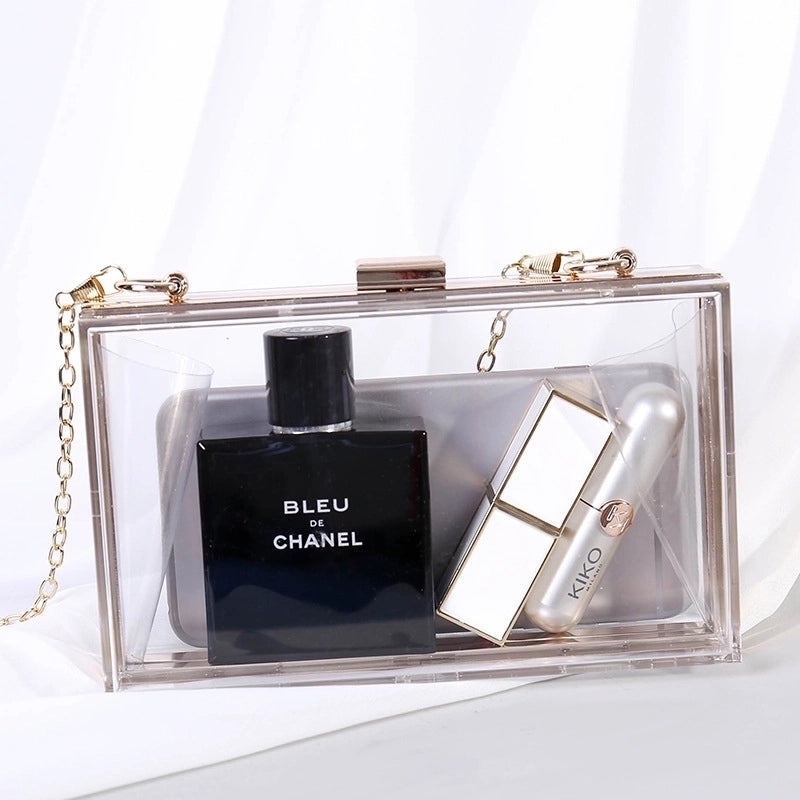 White Black Transparent Arylic Solid Color Square Clutch Evening Bag