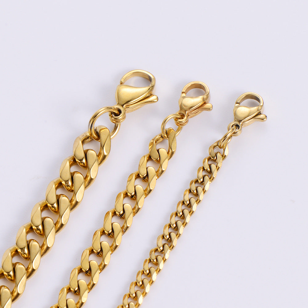 10 Pieces Unisex Hip Hop Metal Chain Geometric Stainless Steel Electroplating Necklaces
