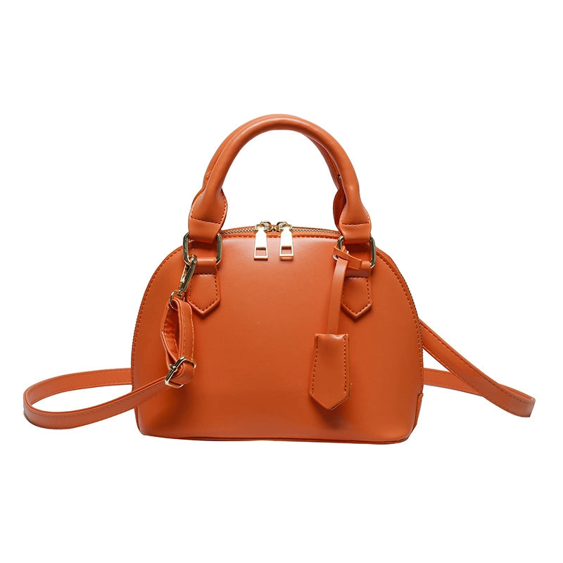 Women's All Seasons Pu Leather Solid Color Vintage Style Shell Zipper Dome Bag