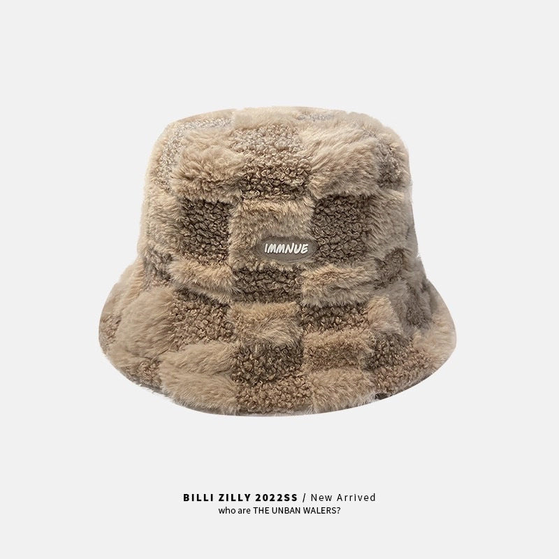 Japanese Style Lamb Fleece Fisherman Hat Women's Winter Korean Style Fashion Style Casual Warm Fleece-lined Hat