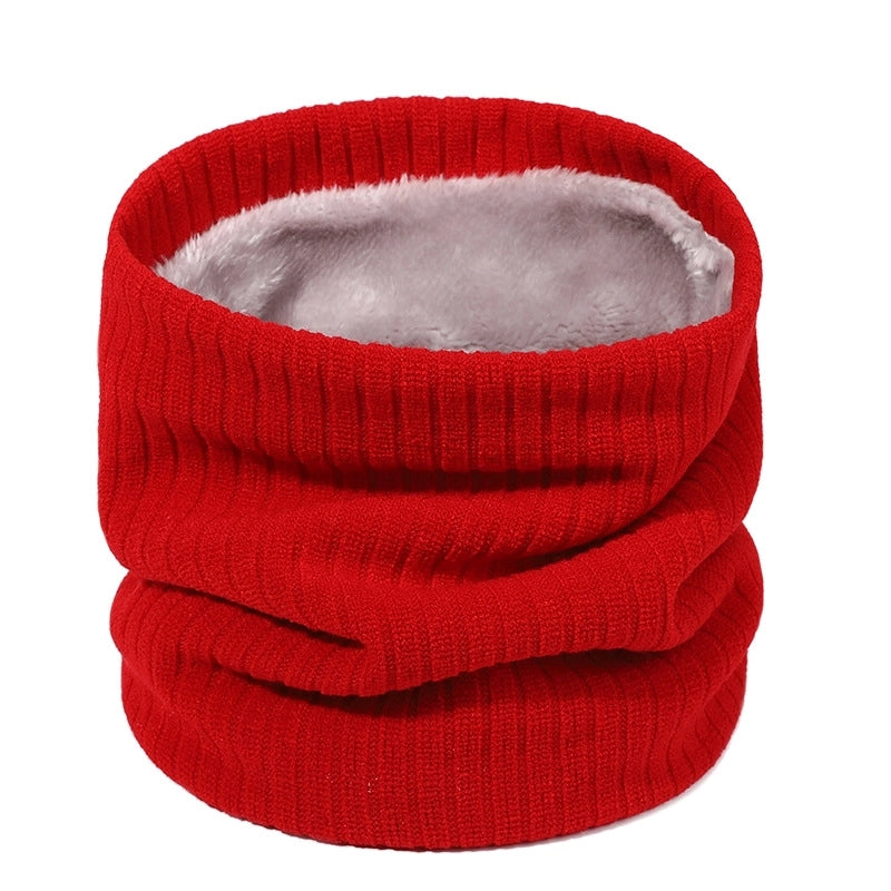 Autumn And Winter New Spot Knitted Scarf Men And Women Plus Velvet Warm Pullover Scarf Vertical Stripe Solid Color Knitted Collar