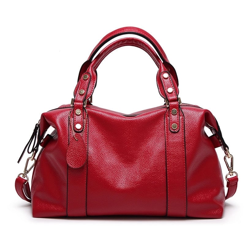 Women's All Seasons Pu Leather Solid Color Elegant Pillow Shape Zipper Handbag Boston Bag