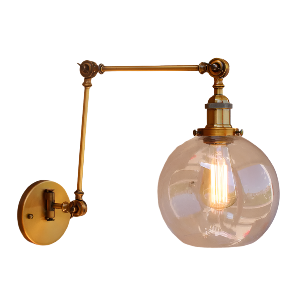 Vintage Adjustable Wall Light with Glass Globe