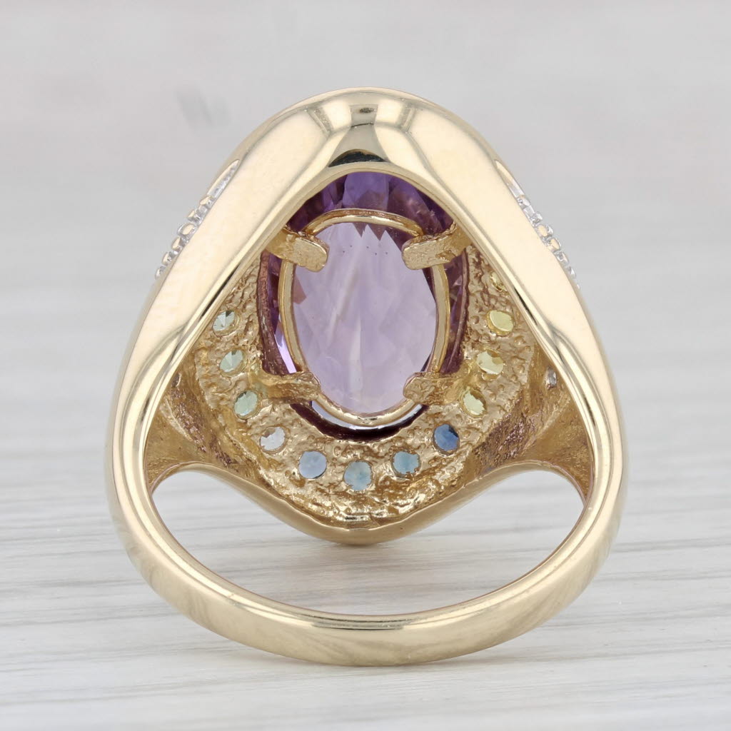 4.50ctw Oval Amethyst Sapphire Halo Ring 14k Gold Size 7.25 Cocktail Diamond