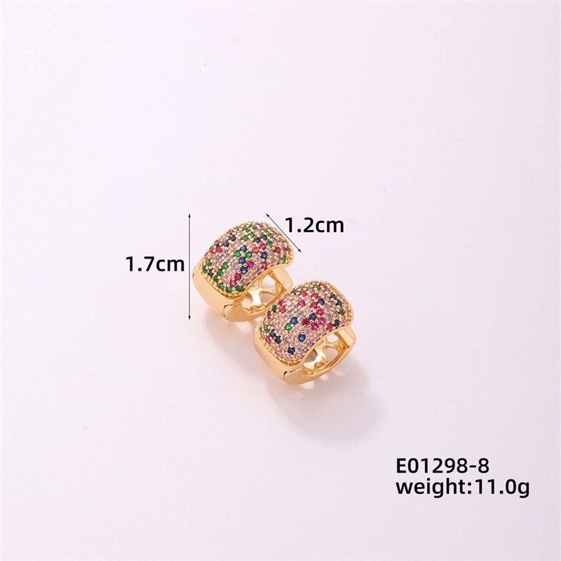 1 Piece Casual Minimalist Geometric Copper Zircon Gold Plated Silver Plated Huggie Earrings
