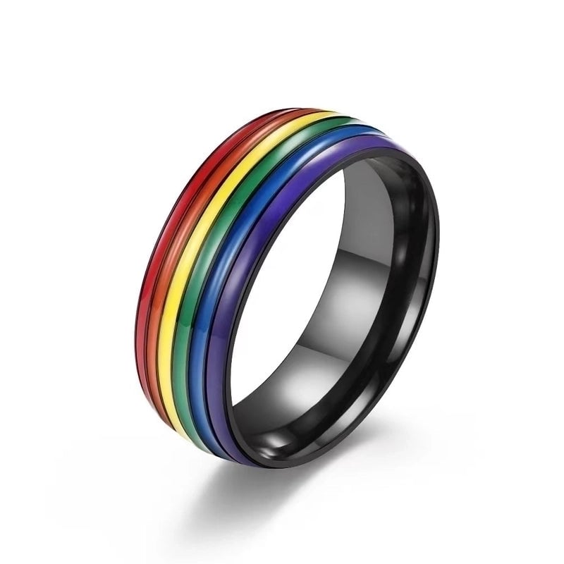 Minimalist Commute Rainbow Titanium Steel Enamel Rings
