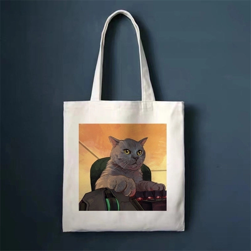 Women's Minimalist Cat Shopping Bags
