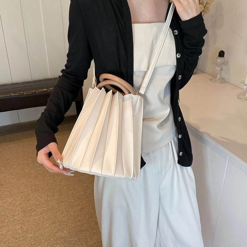 Women's Pu Leather Solid Color Vintage Style Classic Style Bucket Open Handbag Crossbody Bag Bucket Bag