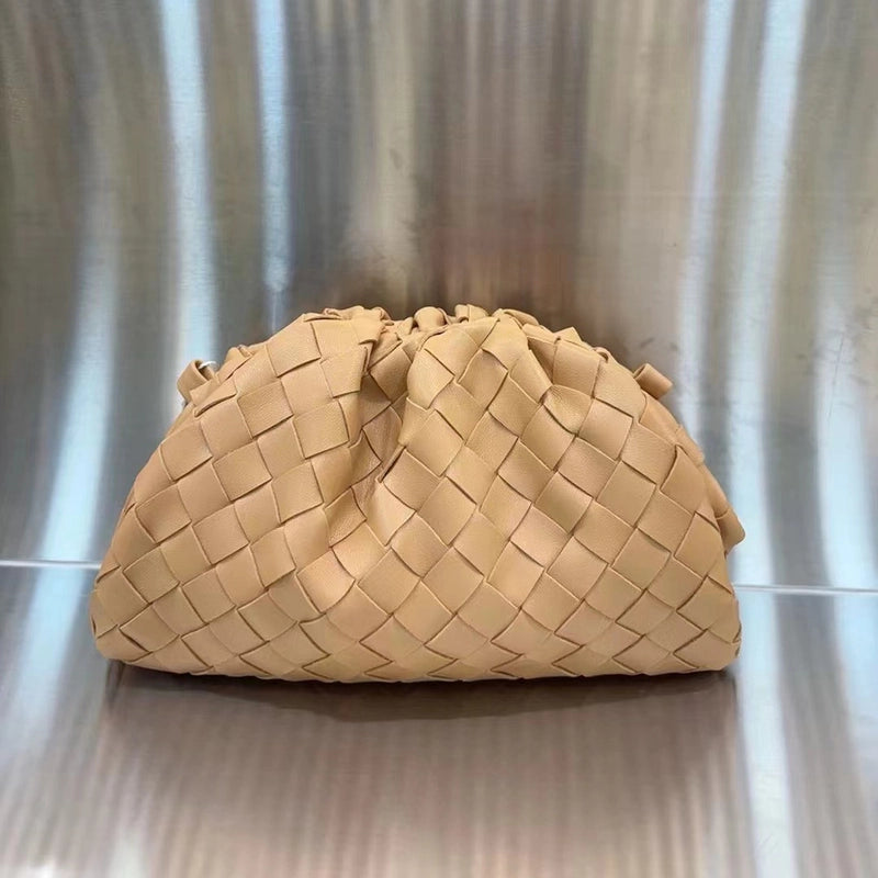 Black Grey Ivory Pu Leather Solid Color Weave Cloud Shape Clutches