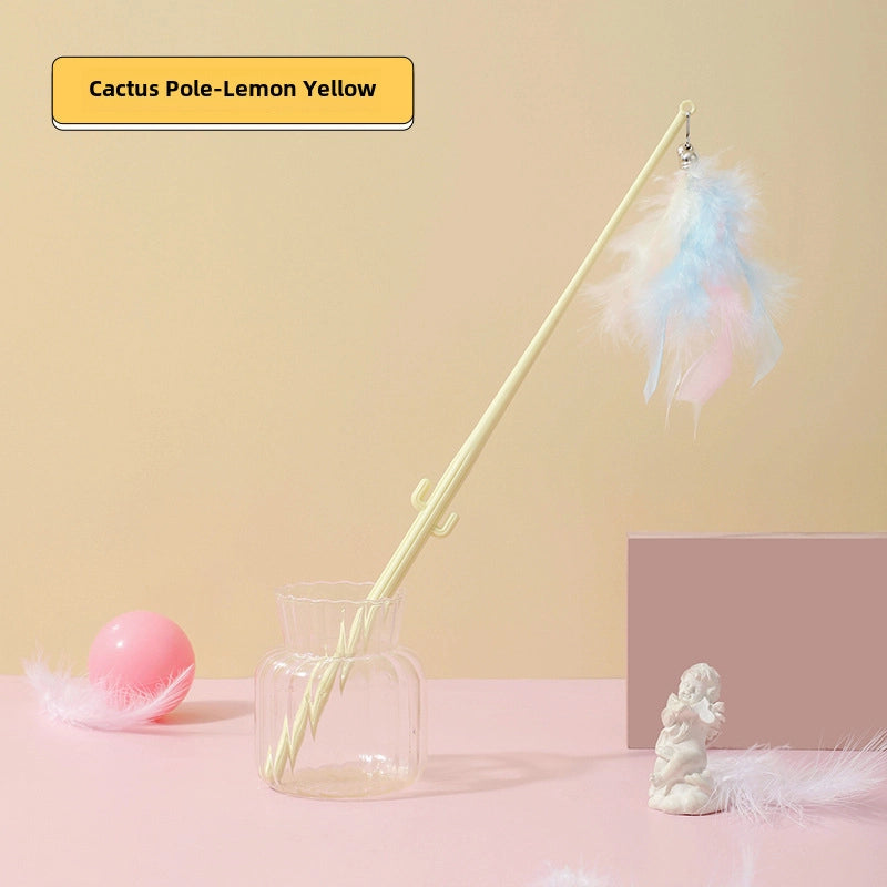 Upgrade Glue Suction Cup Steel Wire Rod Feather Tease Cat Stick Cat Self-Hi Relief Mi Toy Supplies