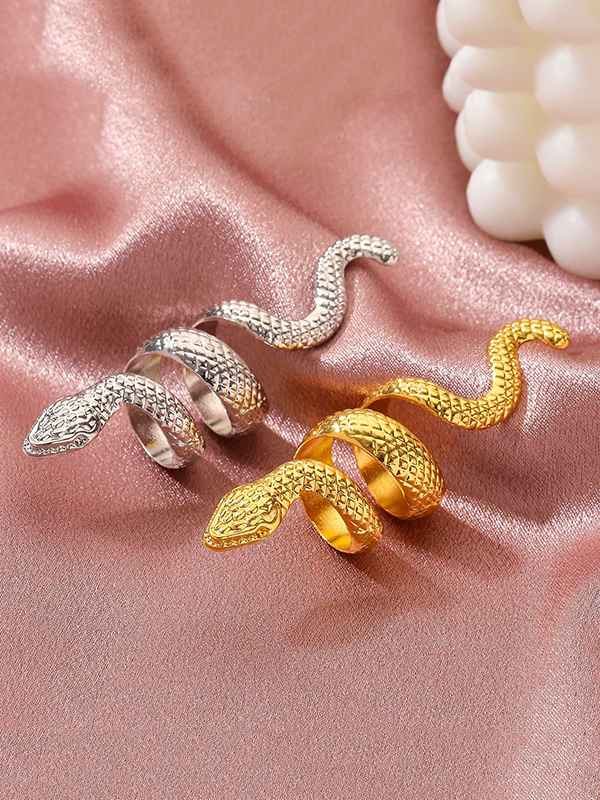 Snake Shape Solid Color Rings Accessories