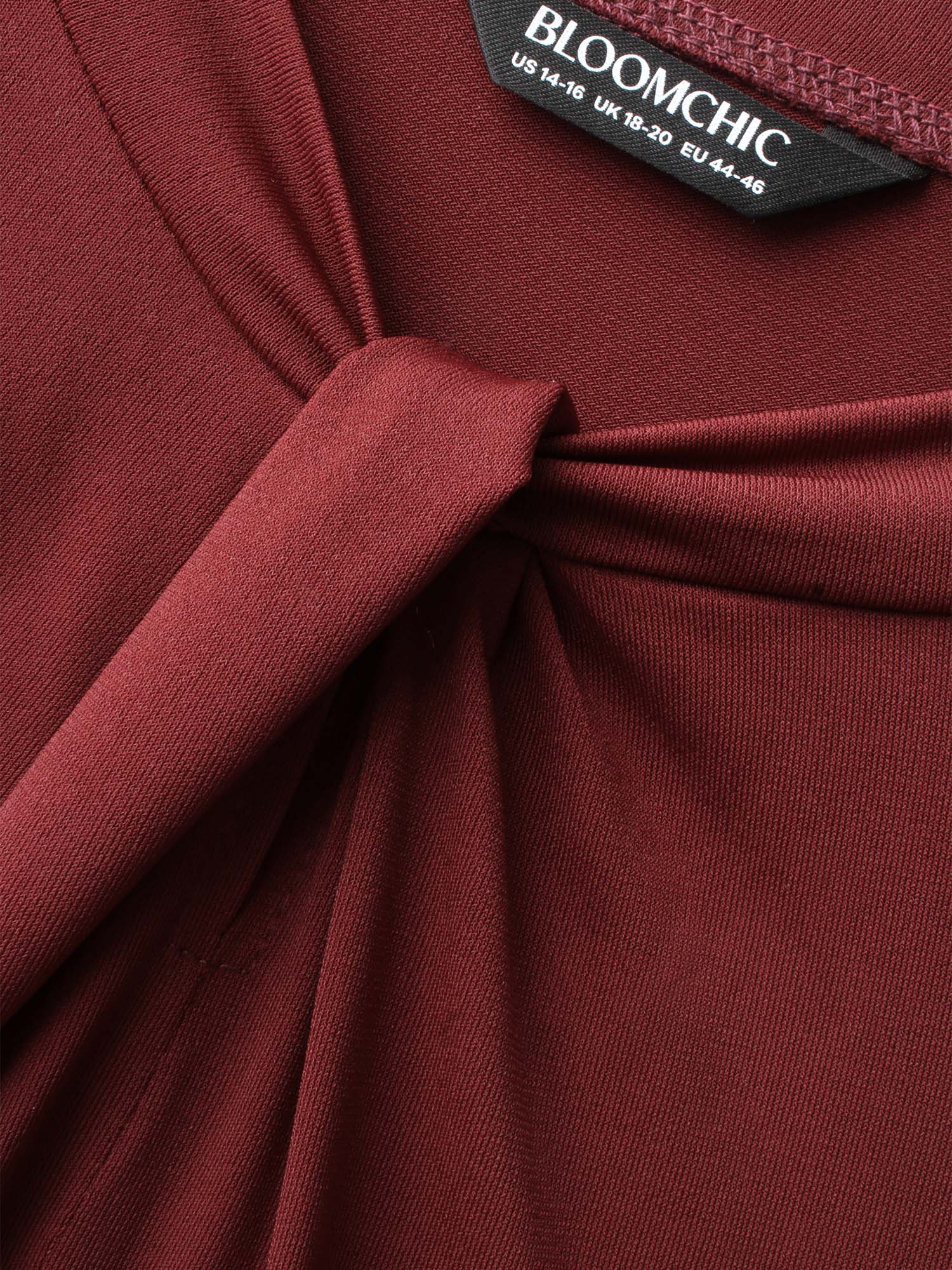 Plain Twist Neck Midi Dress