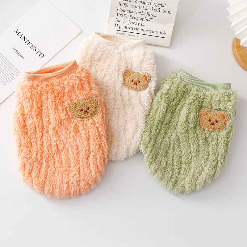 Warm Fleece Bear Printed Dog Cat Vest
