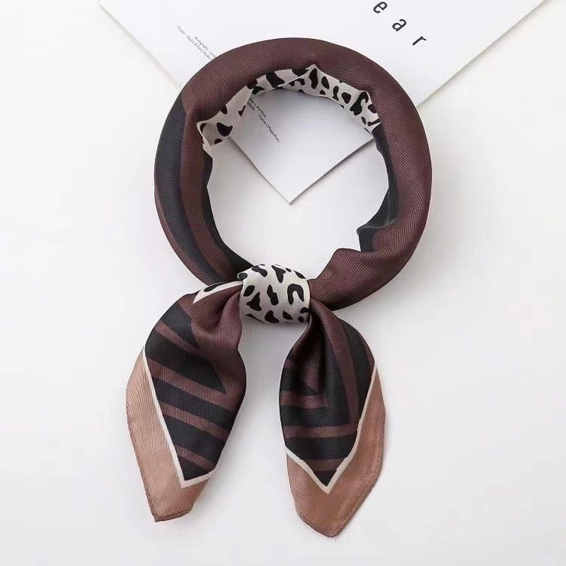 Women's Minimalist Leopard Satin Printing Silk Scarves