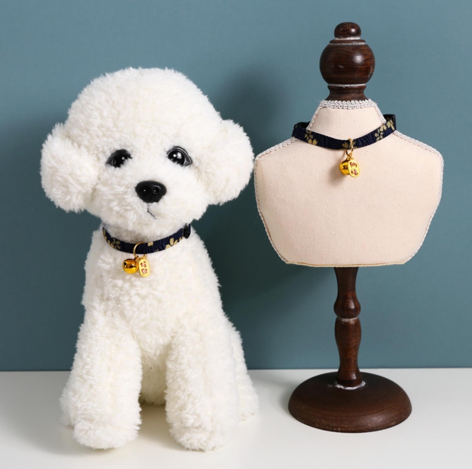 Chinese Style Adjustable Pet Collar with Engraved Pendants and Prints