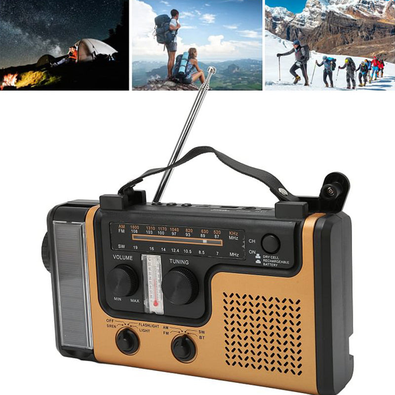 Portable Hand-Cranked Emergency Radio Flashlight