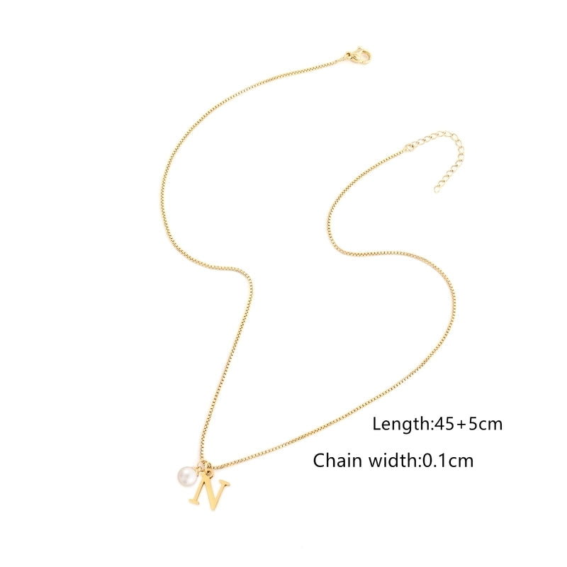 Elegant Minimalist Classic Style Letter 304 Stainless Steel Artificial Pearl Copper Stainless Steel Necklaces