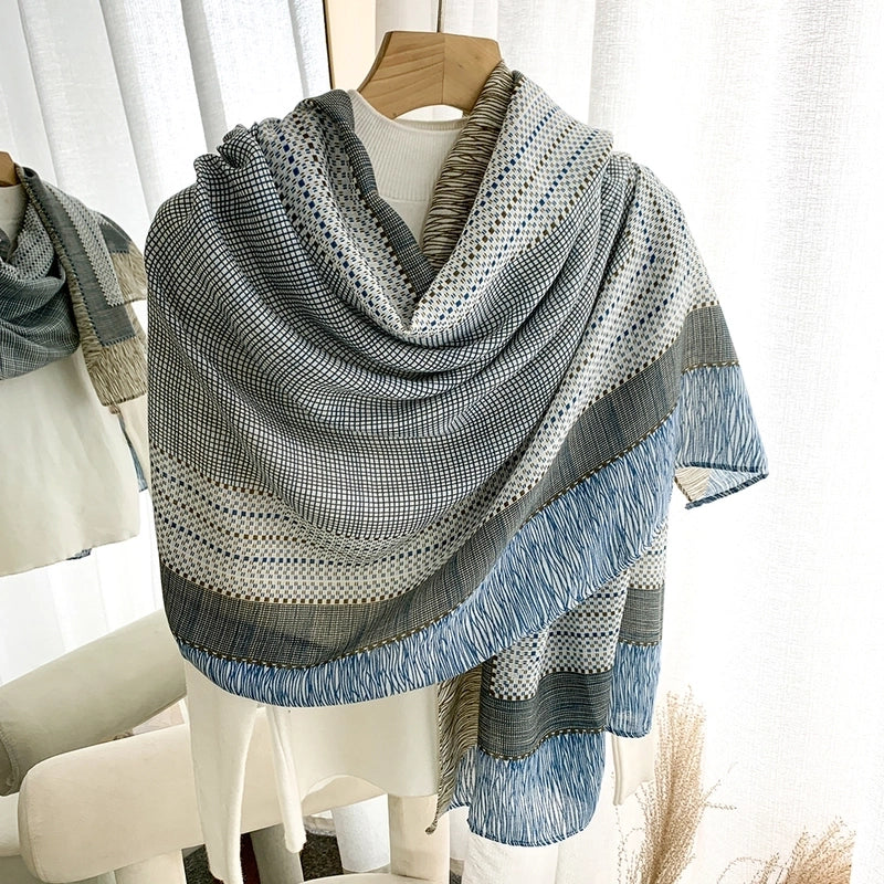 Women's Casual Elegant Vacation Snowflake Cotton Polyester Printing Dyeing Scarf Shawl