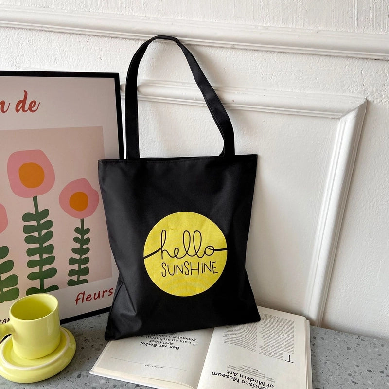 Women's Preppy Style Letter Oxford Cloth Shopping Bags
