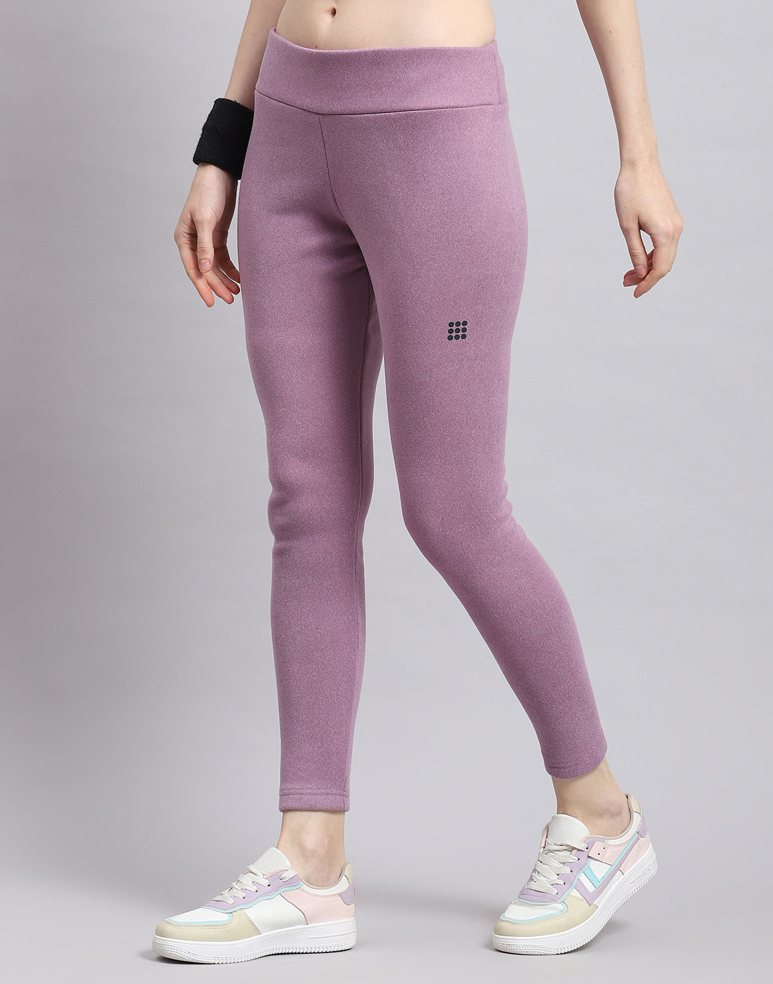 Women Purple Solid Regular Fit Legging