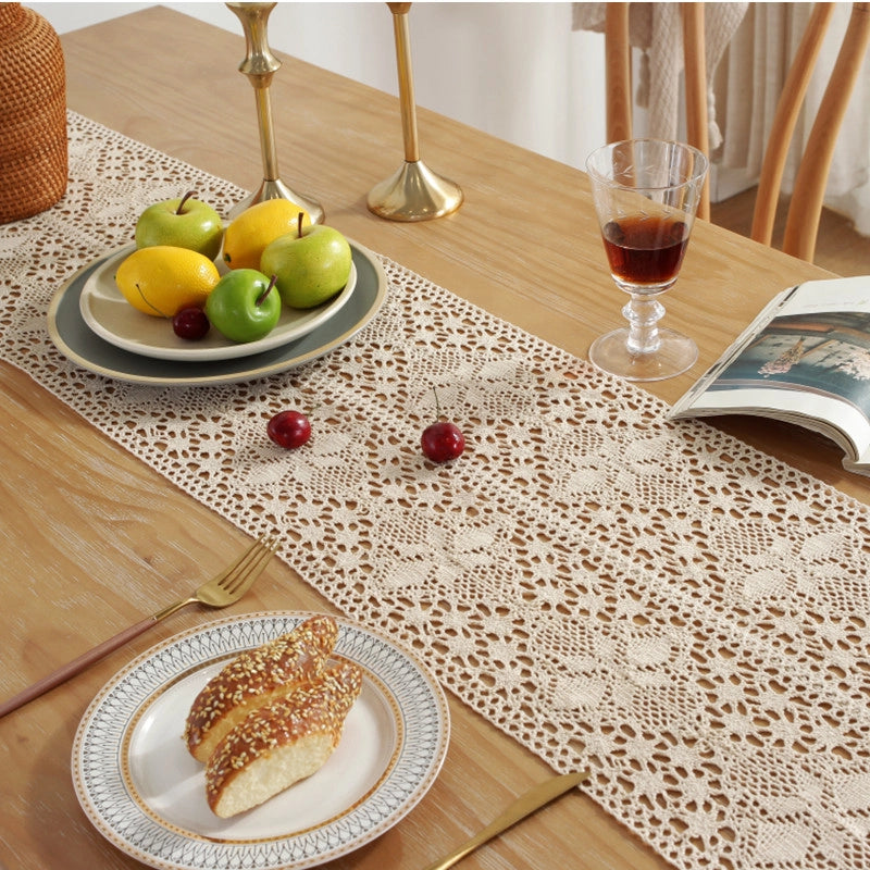 Le Xuan Show Beautiful Retro Flower Crochet Table Flag Hollow Tassel Table Table Flag Tea Table A Generation Of Hair