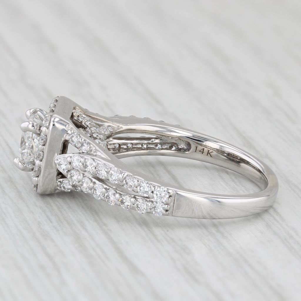 1.54ctw Tolkowsky Princess Diamond Halo 14K White Gold Engagement Ring Size 6.75