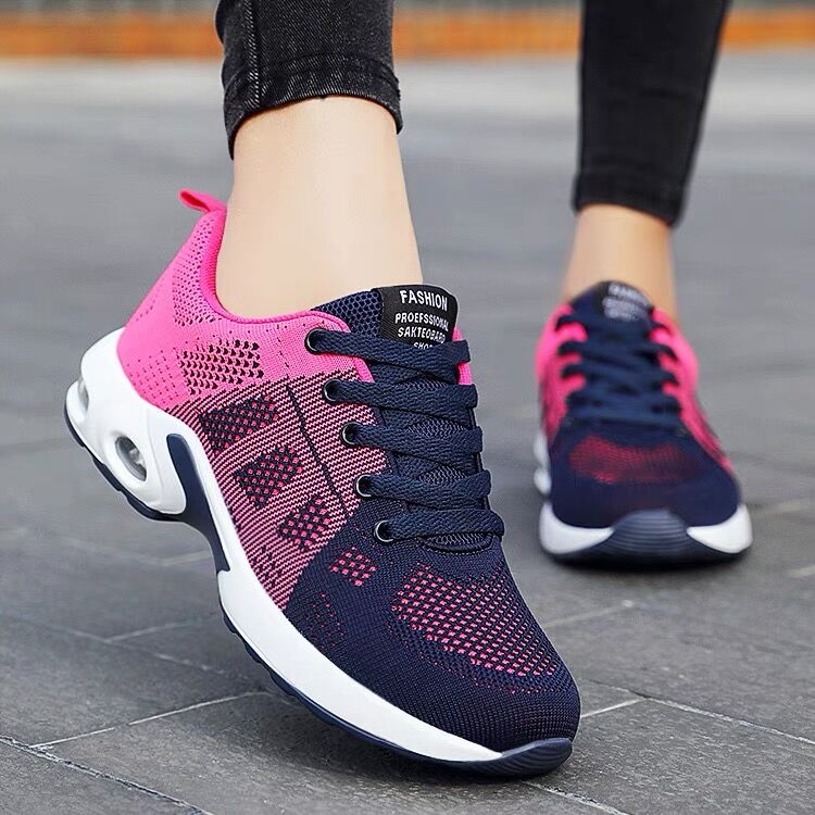 business Ladies Trainers Casual Mesh Sneakers Pink Women Flat Shoes Lightweight Soft Sneakers Breathable Footwear Basket Shoes Plus Size