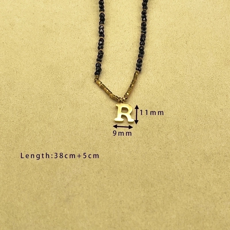 Casual Letter 304 Stainless Steel 18K Gold Plated Beaded Pendant Necklace