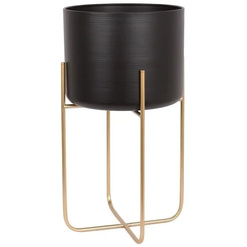 Nordic Wind Indoor Floor Type Flower Rack Gold Iron Art Storage Shelf Home Balcony Plant Decoration Flowerpot Stand