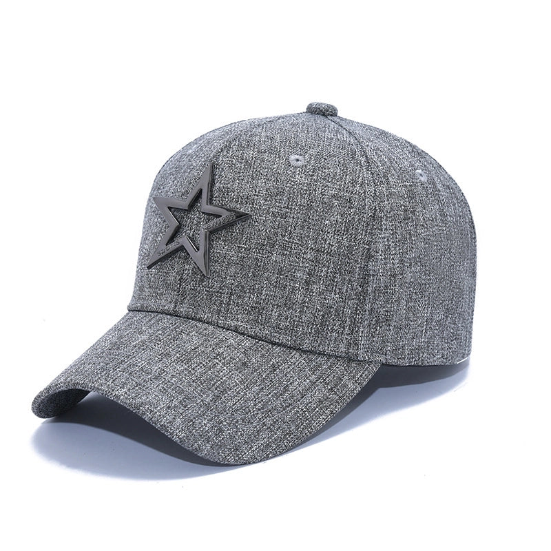 Men's Basic Minimalist Star Metal Curved Eaves Baseball Cap