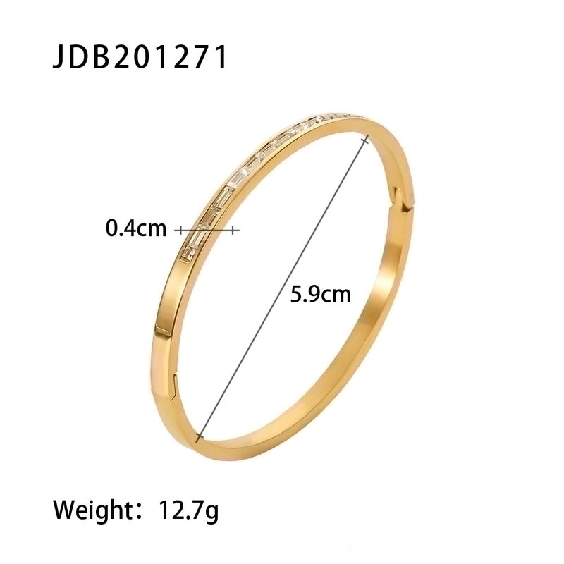 Minimalist Geometric Stainless Steel Zircon Bangle In Bulk