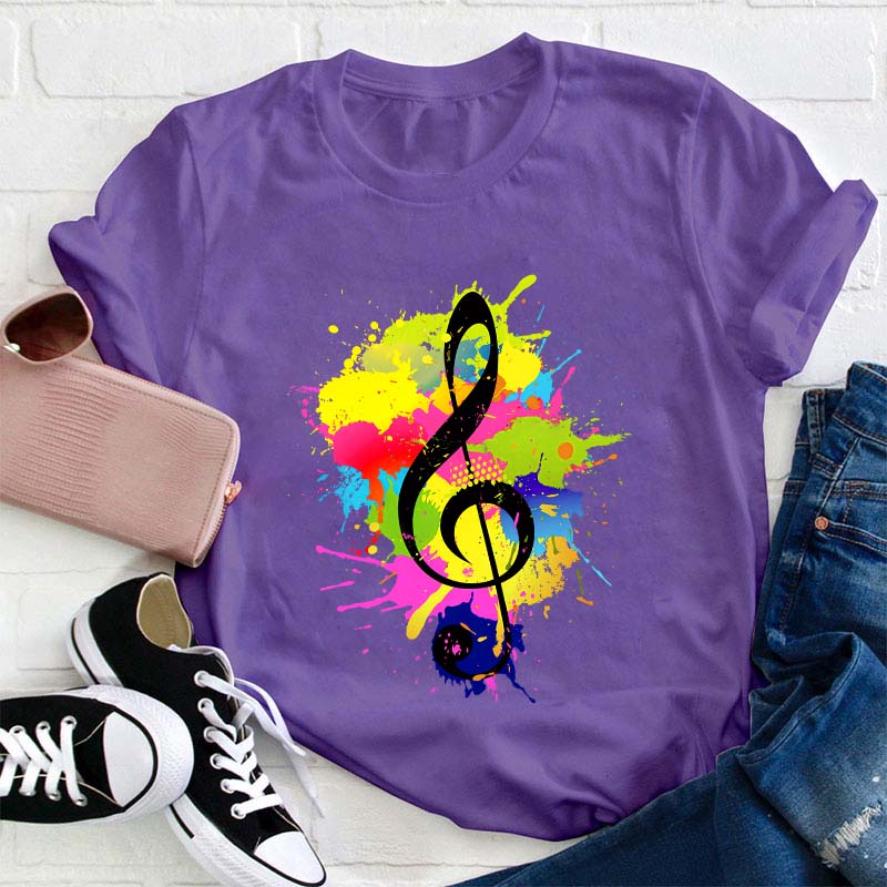 Splash Ink Music Symbol Teacher T-Shirt