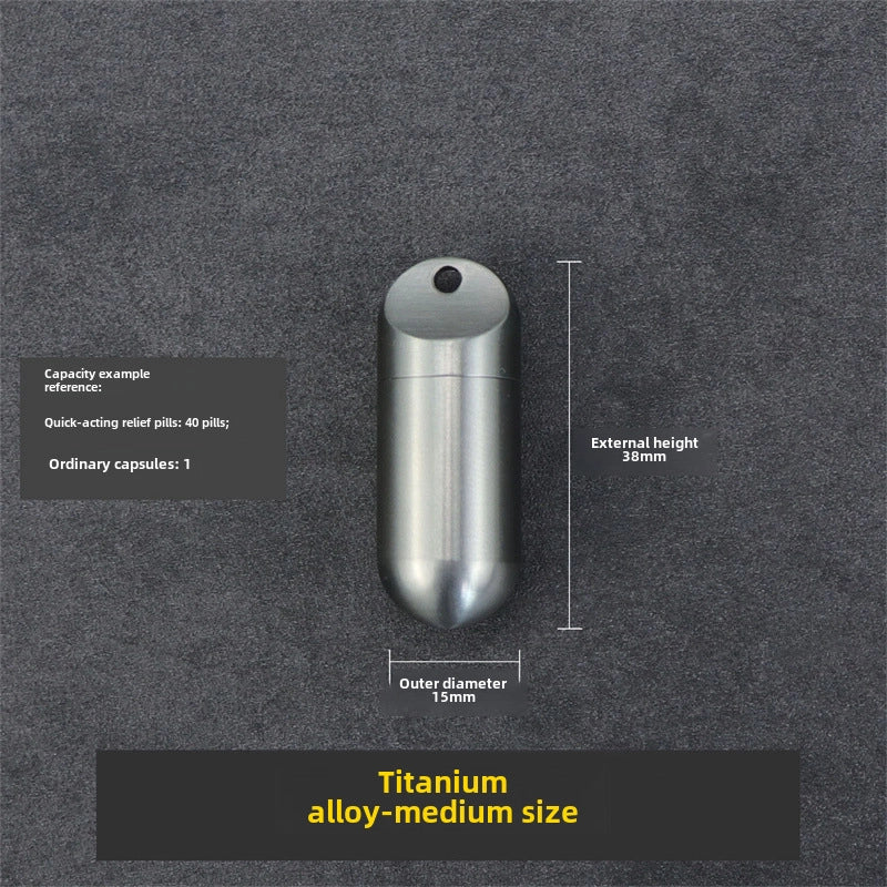 Titanium Alloy Portable Small Medicine Bottle Sealed Waterproof Warehouse Pill Bottle Outdoor Cartridge Capsule Medicine Box