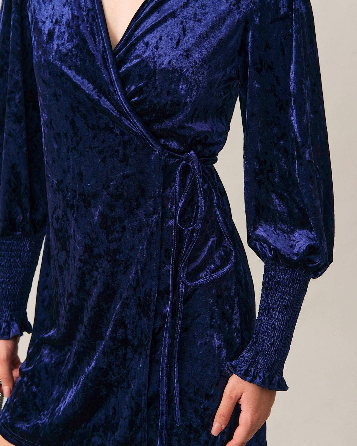 The Velvet Wrap Long Sleeve Mini Dress