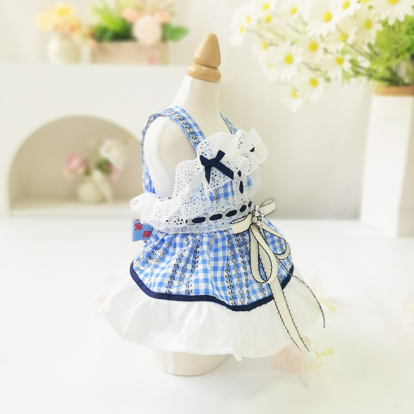 Sweet Plaid Lace Design Dog Cat Dress