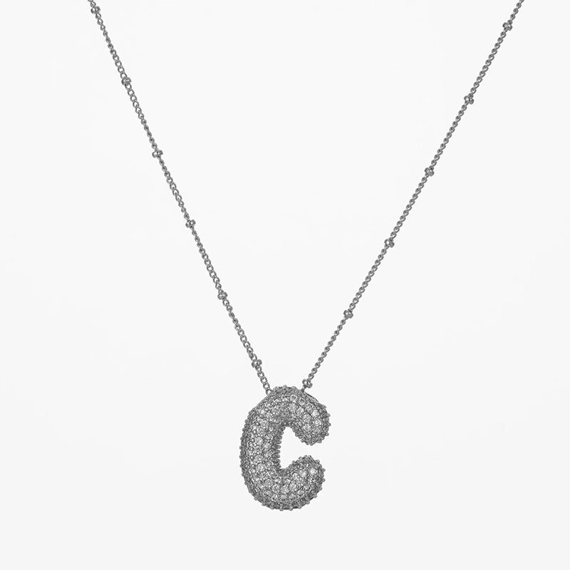 Copper Gold Plated Silver Plated IG Style Minimalist Plating Inlay Letter Zircon Pendant Necklace