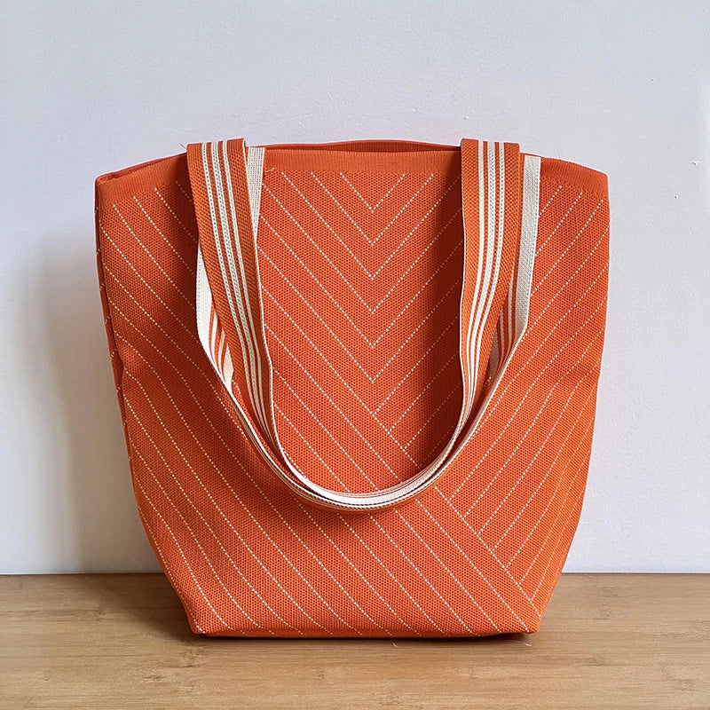 Women's Large Polyester Printing Classic Style Square Open Straw Bag