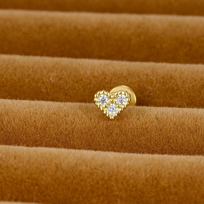 1 Piece Ig Style Minimalist Star Heart Shape Flower Plating Inlay Stainless Steel Zircon Ear Studs