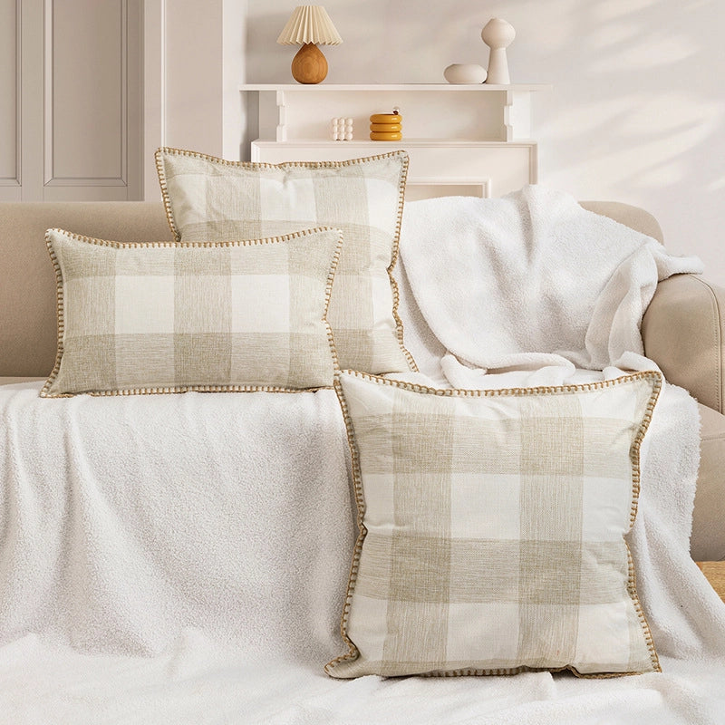 Elegant Minimalist Lattice Imitated Hemp Chenille Pillow Cases