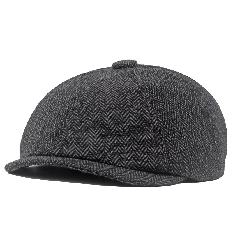 Men's Retro British Style Solid Color Curved Eaves Beret Hat