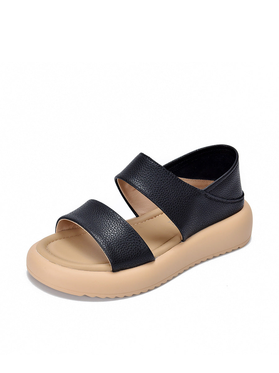 Women Casual Summer Leather Flat Sandals